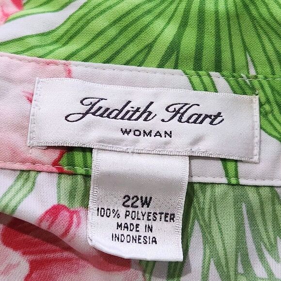 Judith Hart Blouse Size 22W Floral Hawaiian Shirt Front Buttons - Picture 7 of 9